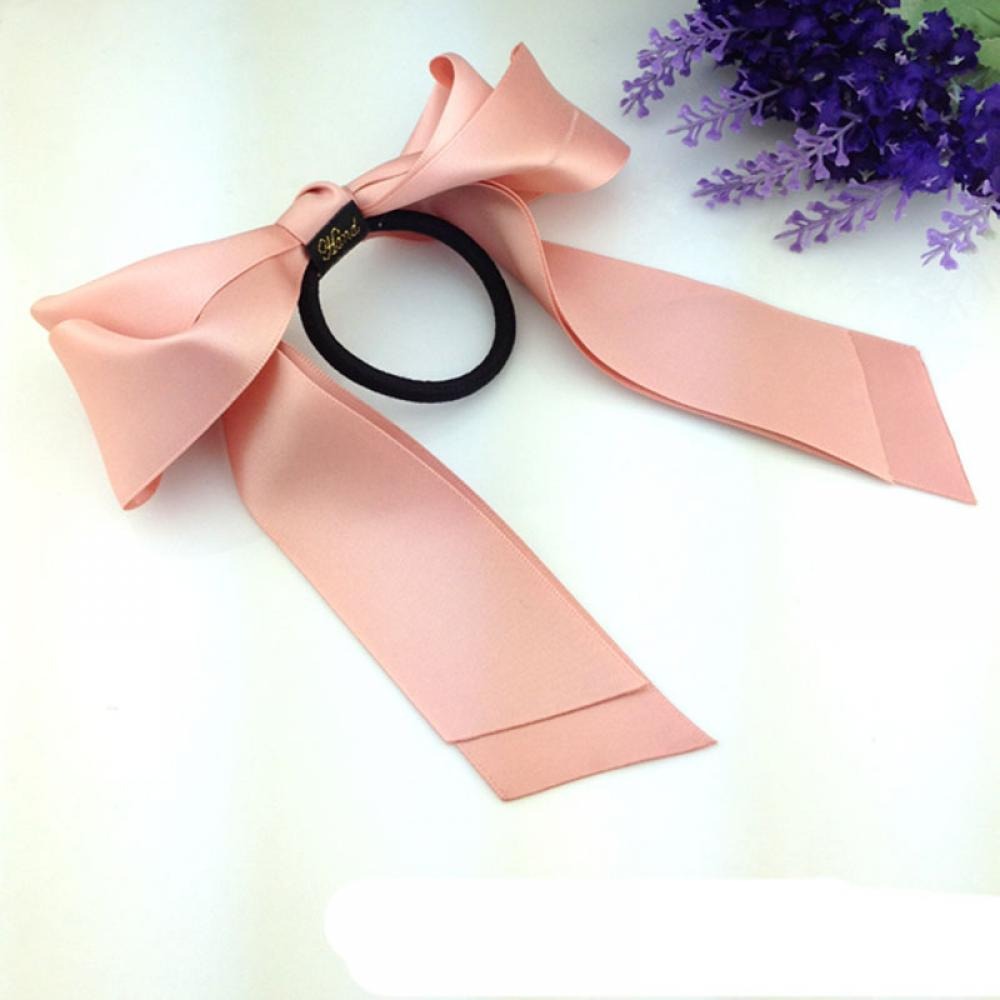Korean Satin Ribbon Bow Hair Tie – Elegant Elastic Hair Accessory for Women | 6 Colors