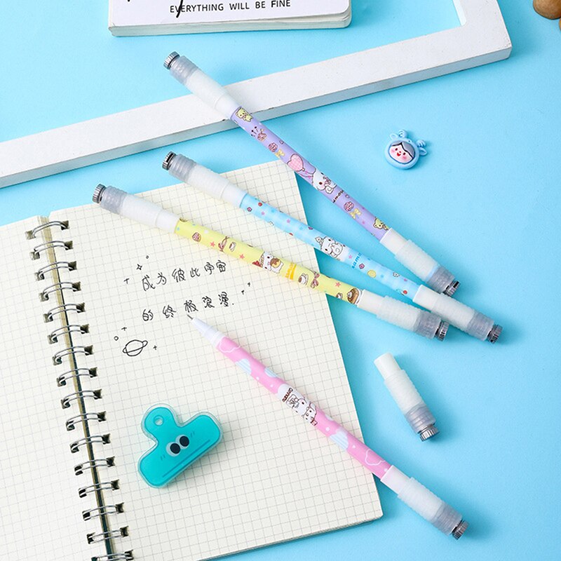 Cute Cartoon LED Spinning Gel Pen – Luminous Rotating Novelty Pen