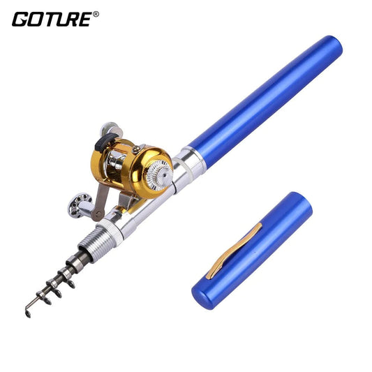 Mini Pocket Fishing Rod – Collapsible Aluminum Travel Fishing Rod, 95cm, 56g, 190m Line Capacity (5 Colors)