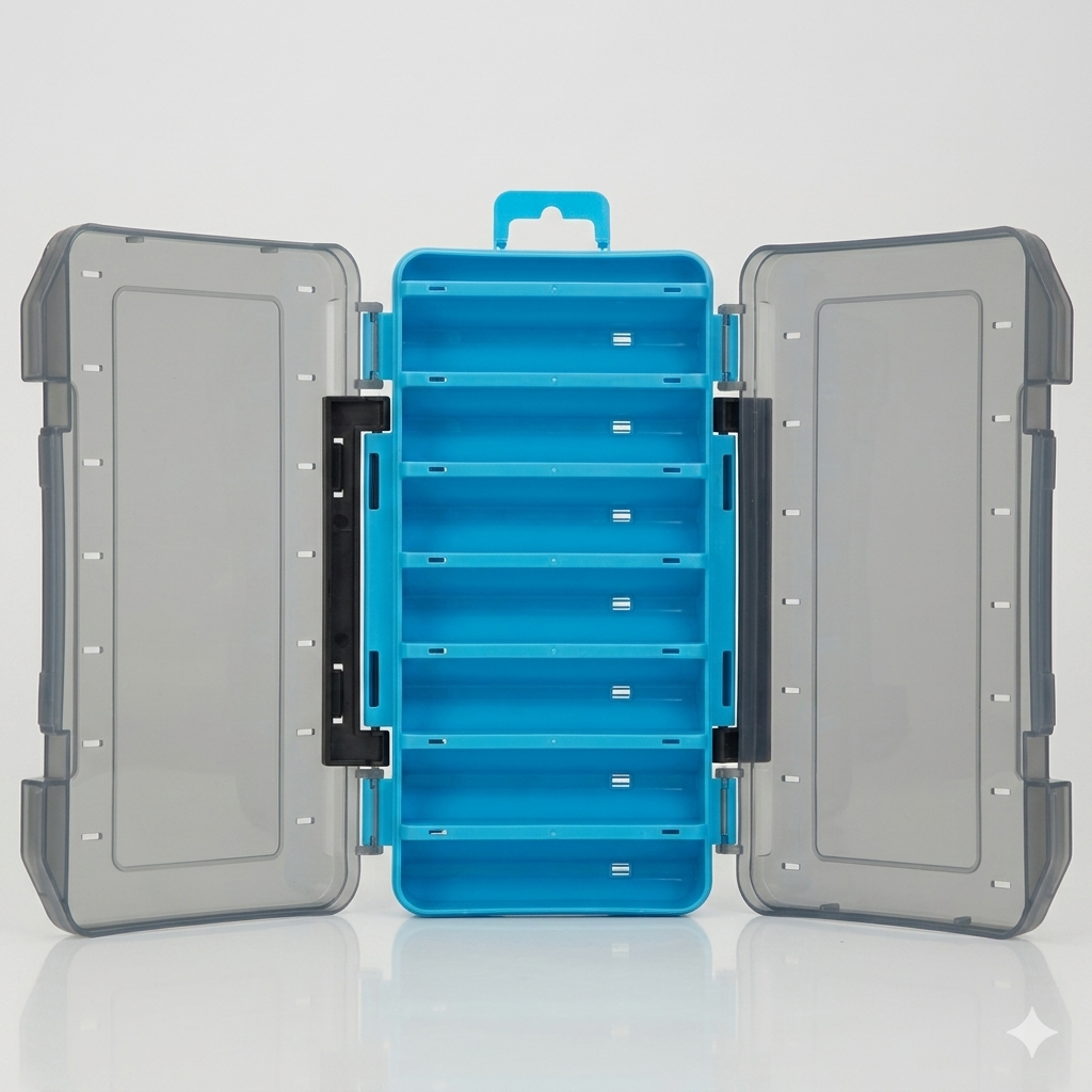Double-Sided Fishing Tackle Box – 14-Compartment Lure & Bait Organizer