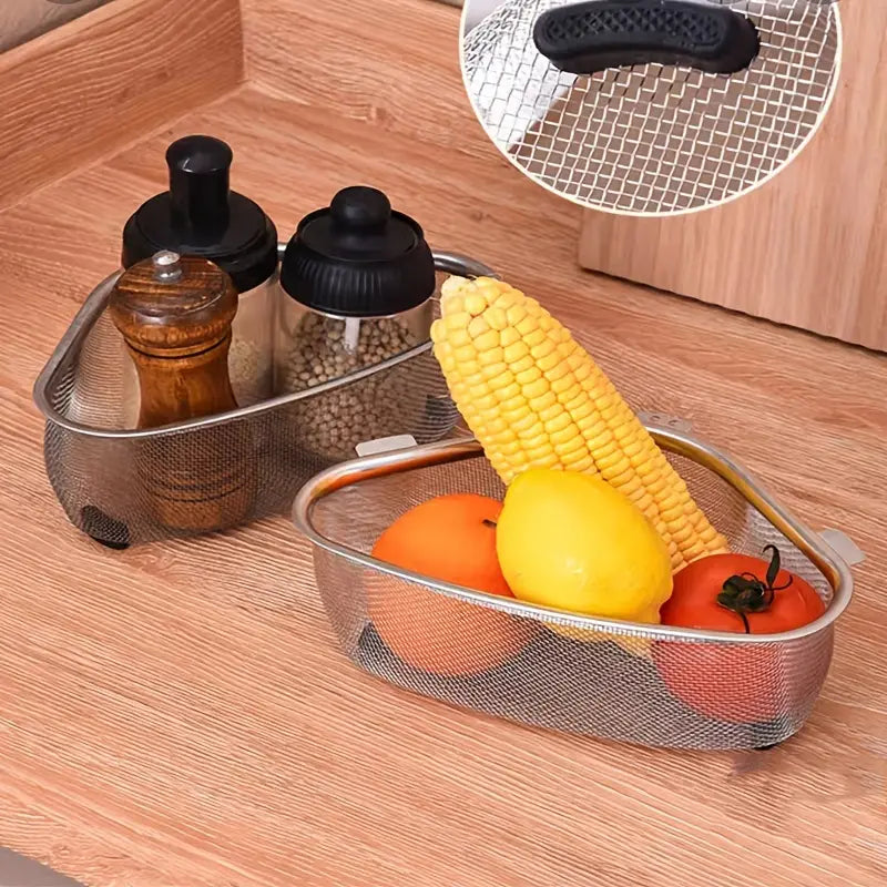 Triangular Stainless Steel Sink Strainer Basket – Standing or Hanging