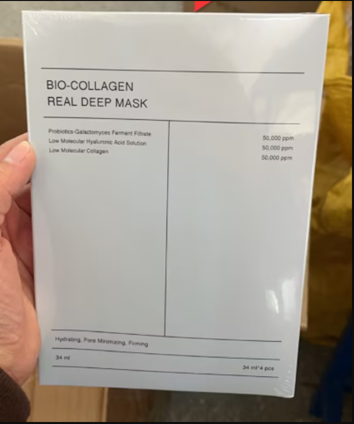 Bio-Collagen Real Deep Mask – Intense Hydration, Anti-Aging & Skin Firming Face Mask | 28ml | 4-Pack
