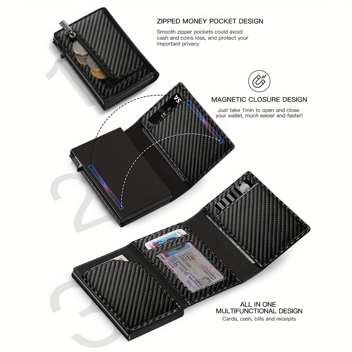 Men's Slim Metal Card Wallet – Carbon Fiber Minimalist Wallet