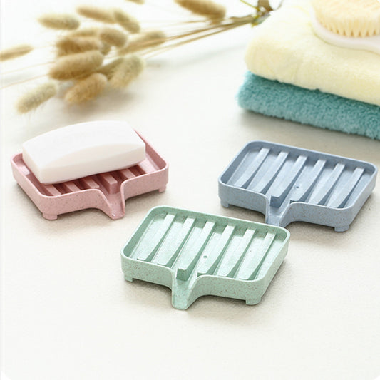 Soap Dish with Drainage – Minimalist PP Plastic Soap Holder for Bathroom & Kitchen (Pink / Green / Blue)