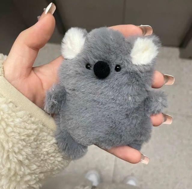 Plush Koala AirPods Case Cover – Soft Protective Headphone Cover for AirPods 1/2, 3, 4, Pro & Pro 2 | Gray