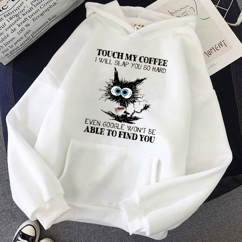 Cat Print Fleece-Lined Hoodie – Cozy Pullover Sweatshirt for Cat Lovers | S–3XL | White, Black, Gray & Apricot