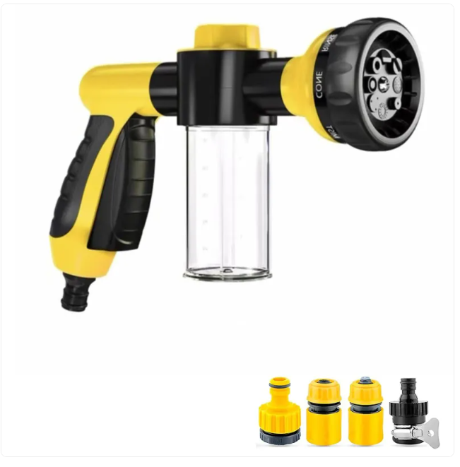 8-in-1 Pet Shower Sprayer Kit – High-Pressure Dog Bath Hose with Built-In Soap Dispenser, Grooming Brush & Comb | 3 Colors