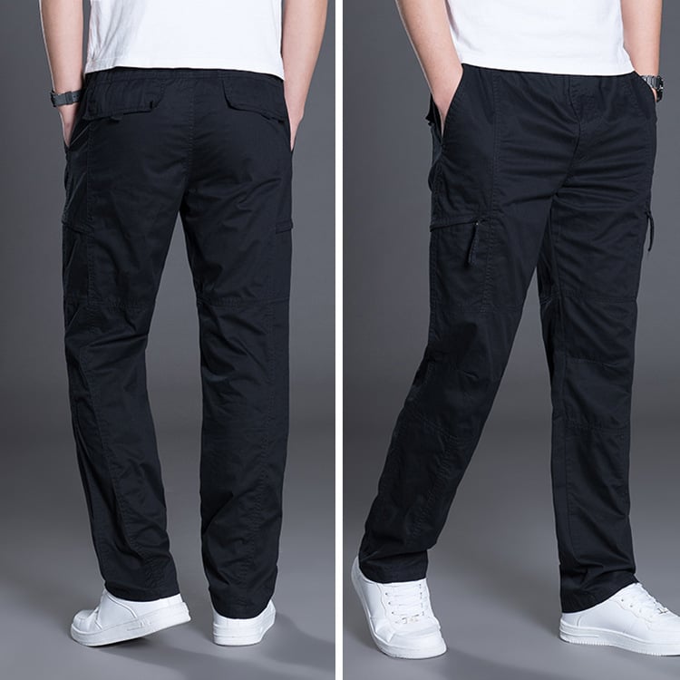 Men's Plus Size Cotton Trousers – Casual Straight Leg Pants with Multi-Pocket & Belt | L–6XL | 5 Colors