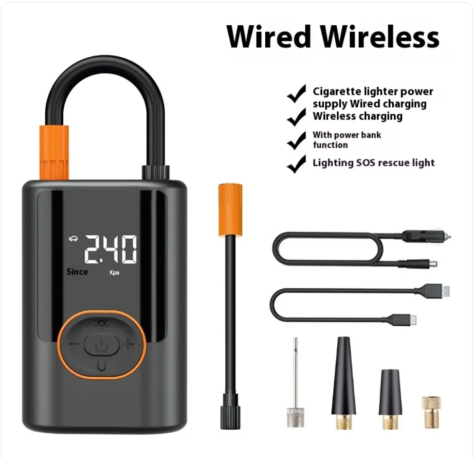 100W High-Pressure Car Tire Inflator – Portable Wireless & Dual-Power Air Pump